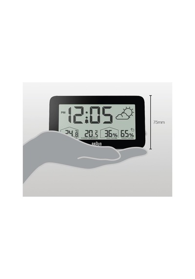 Braun Dijital Hava İstasyonu Saat İç Ve Dış Mekan Sıcaklık Ve Nem, Tahmin, Lcd Ekran, Hızlı Ayarlı, Crescendo