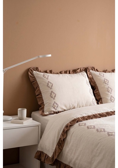 Damask Flora %100 Pamuklu Nevresim Takımı - 4 Parça Bej