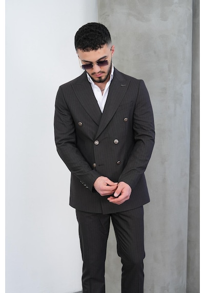Dupont Classics Dupont Slim Fit Sivri Yaka 6 Drop Çift Yırtmaç Çizgili Viskon Kruvaze Erkek Takım Elbise Kahverengi Dupont Classics Dupont Slim Fit Sivri Yaka 6 Drop Çift Yırtmaç Çizgili Viskon Kruvaze Erkek Takım Elbise Kahverengi