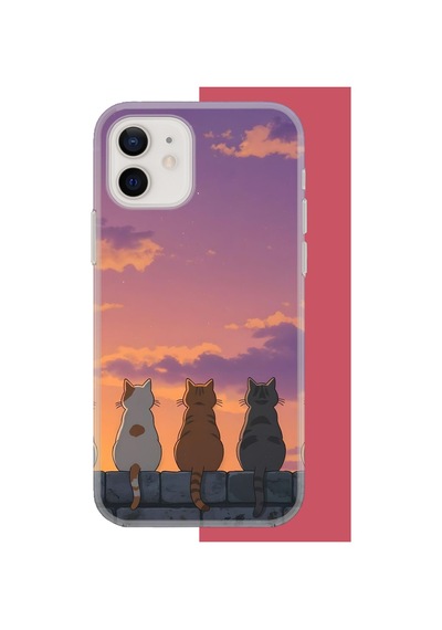İphone 11 Uyumlu Duvardaki Kediler Uv Baskılı Silikon Kılıf Renkli