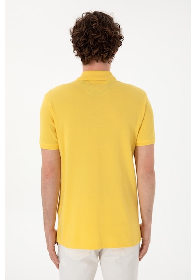 U.S. Polo Assn. Erkek Slim Fit Polo Yaka Sarı Basic Tişört 50298041-VR044