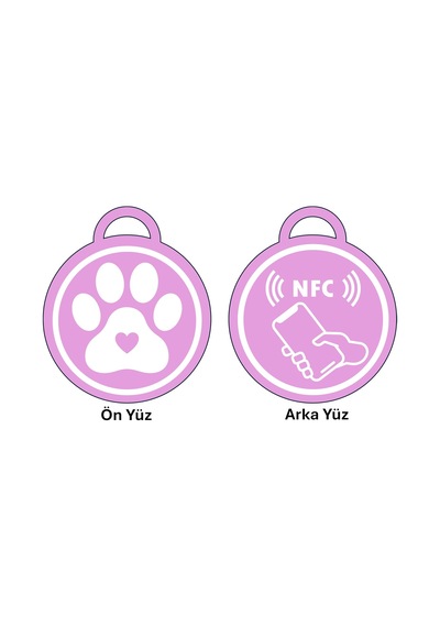 Nfc Etiketli Kedi Köpek Tasma Takısı - Kayıp Önleyici - Pet Güvenlik - Pet Dijital Kartvizit Pembe