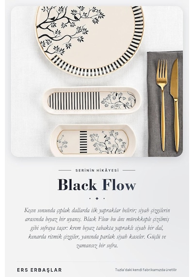 Tr Black Flow 18 Parça 8 Kişilik Lüx Kahvaltı Takımı, Kahvaltı Seti Genel