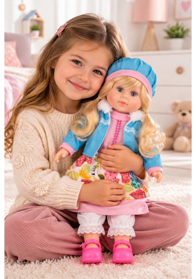 Güzel Yüzlü  En İyi Arkadaşım 40 Cm Modaya Uygun Gerçekçi Detaylı Eğlenceli Oyuncak Elyaf Bebek