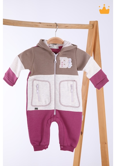 Babyhola Kız Erkek Fermuarlı Kapüşonlu Spor Tulum 12645 Kahve