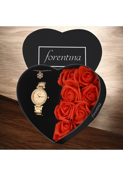 Forentina Rose Kaplama Kartanesi Kolye Saat-özel Güllü Kutuda Hediye Set Ps3722 Rose Gold