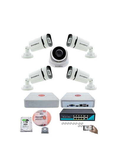 Ip Güvenlik Kamera Seti - 1 İç Mekan , 4 Dış Mekan Kdj-1ın4out-v2 Ip Güvenlik Kamera Seti - 1 İç Mekan , 4 Dış Mekan Kdj-1ın4out-v2