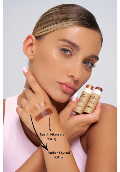 Kuatra Amber Crystal Doğal Bakır Işıltı Highlighter Stick Nemlendirici & Plastiksiz Ambalaj 14