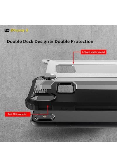 Noktaks - Apple Uyumlu iPhone X - Kılıf Çift Katman Zırh Tank Crash Military Kapak - Mavi