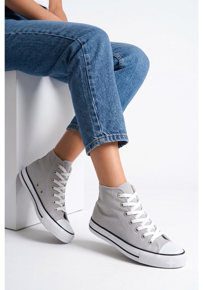 N Moda Unisex Keten Ayakkabı Spor Ayakkabı Günlük Sneakers Uzun Gri