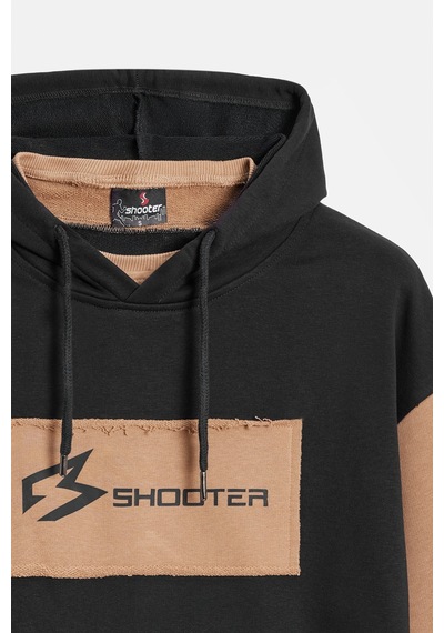Shooter Sportwear Shooter Erkek Oversize Kapüşonlu Baskılı Kanguru Cepli Sweatshirt Siyah - Bej Shooter Sportwear Shooter Erkek Oversize Kapüşonlu Baskılı Kanguru Cepli Sweatshirt Siyah - Bej