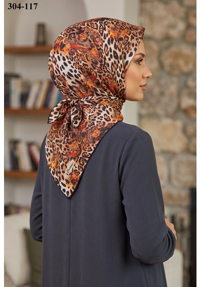 Sharell Leopar Desenli Soft Pamuk Eşarp 304-117 Çok Renkli