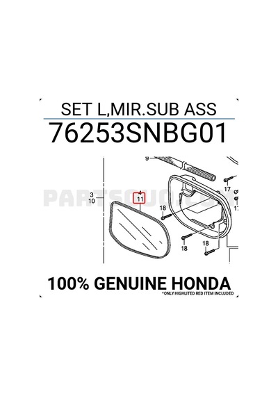 Honda Civic 2006 Yılında Çıkan Kasa Dış Ayna Camı Isıtmalı Sağ Oem No: 76253snbx3