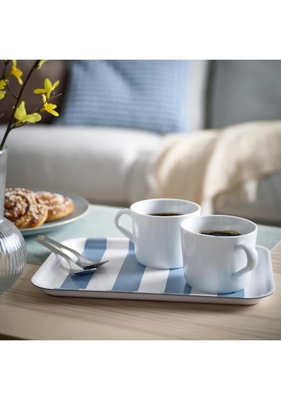 Ikea Soldatfısk Tepsi Çizgili Beyaz-gri-mavi 20x28 Cm 90607853 Çok Renkli