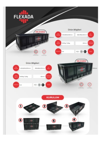 Flexada Katlamalı Kasa 4622-400x600x230 Siyah