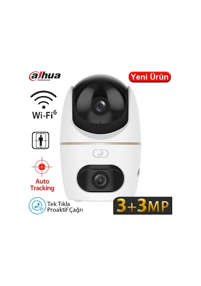 Dahua Hpt1339dd-stw-3e2-0360b 3+3mp İç Mekan Wı-fı Çift Lensli Pan-tilt Kamera