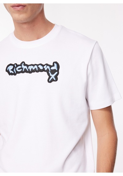 John Richmond Bisiklet Yaka Beyaz Erkek T-shirt Uma23002ts