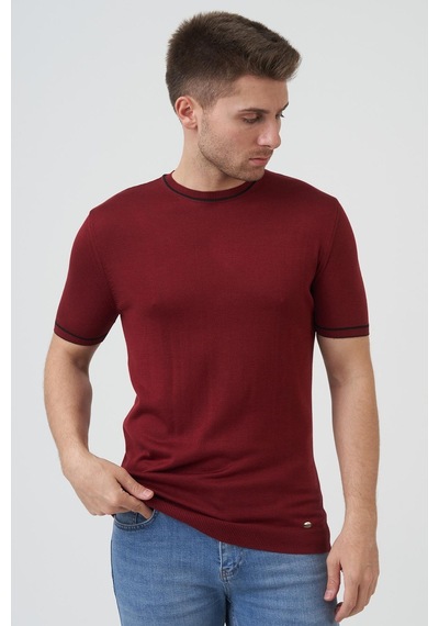 White Stone Seattle 16024 Slim Fit Sıfır Yaka T-shirt Bordo