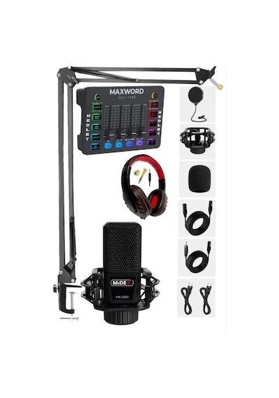 Midex Arcade Pack-3 Medley Ses Kartı Ve Mx-2020 Mikrofon Gaming Canlı Yayın Stüdyo Seti