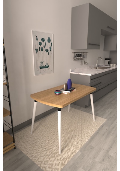 Vilinze Argos Sabit Mdf Naturel Mutfak Masası - 70x120 Cm