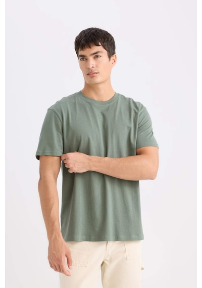 DeFacto %100 Pamuk New Regular Fit Bisiklet Yaka Basic Düz Kısa Kollu Tişört V7699AZ25SPGN470