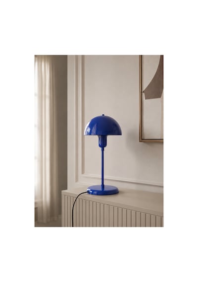Capella Mavi Metal Masa Lambası Modern Dekoratif Abajur, Mantar Tasarım, E27 Led Uyumlu, Komodin, Yatak Odası, Çalışma Masası, Salon Ve Ofis İçin Premium Masa Lambası