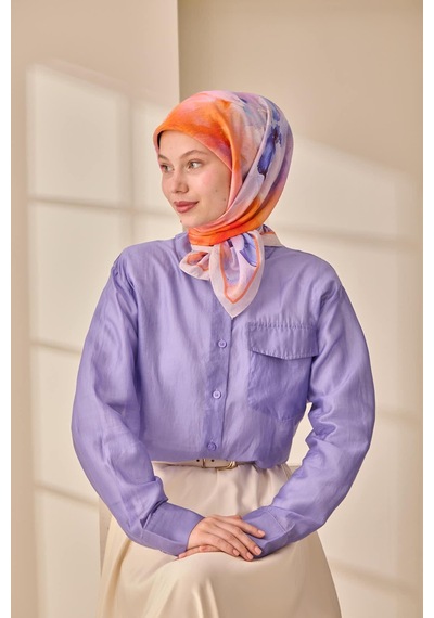 Silk Home Olinda İpek Eşarp 47004-28 Gümüş, Mor, Turuncu, Lacivert