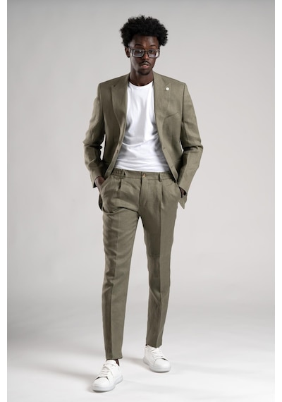 Sir Regular Fit Yarım Astarlı %100 Linen Keten Kumaş Takım Elbise 001