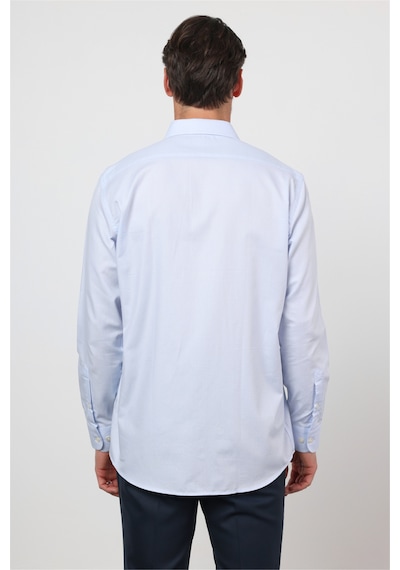 İmza Mavi Sert Yaka Uzun Kol Cepli Comfort Fit Pamuk Gömlek 1004260171 2XL