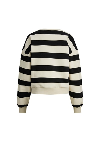 Jack & Jones Jjxx Rahat Kesim Çizgili Siyah - Ekru Kadın Sweat 12243288 001