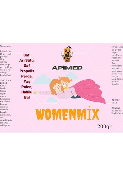 Apimed Womenmix Hanım Karışımı Arı Sütü+Arı Ekmeği+Propolis+Yaş Polen+Bal Karışım 200 G
