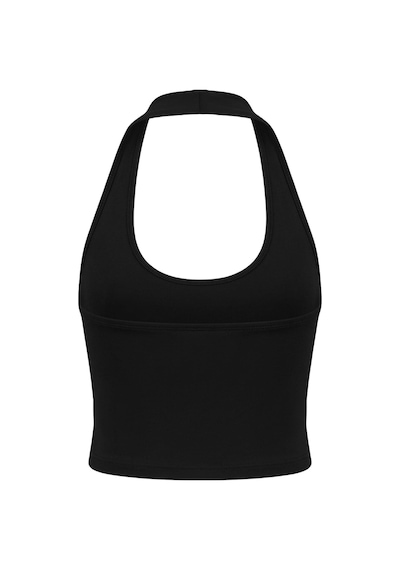 Cottonhıll Siyah Viskon Halter Yaka Sırt Dekolteli Kadın Crop Atlet