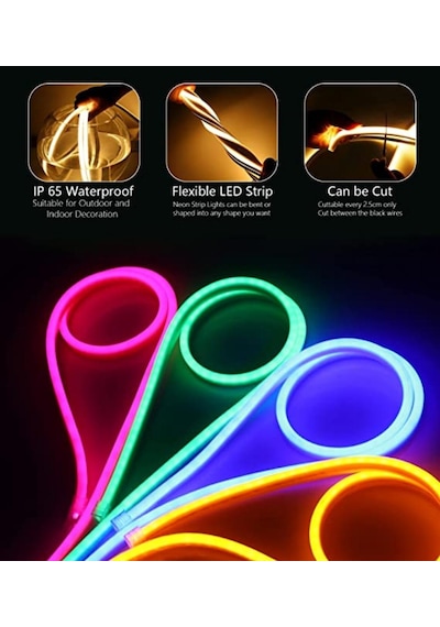 Neon Led Şerit Işık Seti Rgb Renkli Bluetooth Smart 5 Metre
