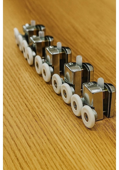 Proalet Duşakabin Tekeri, Krom 8 Li Takım, 24 Mm Çap, Alt Üst Takım, Cam, Kabin Tekerleği, Dayanıklı Yedek Parça Gri Beyaz
