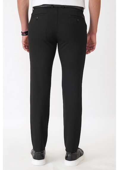Slim Fit Yan Cep Esnek Yünlü Siyah Pantolon P 1232