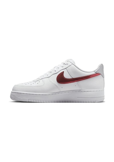 Nike Air Force 1 '07 Trainers White With Metallic Swoosh Leather Sneaker Hakiki Deri Erkek Günlük Spor Ayakkabı Beyaz Beyaz