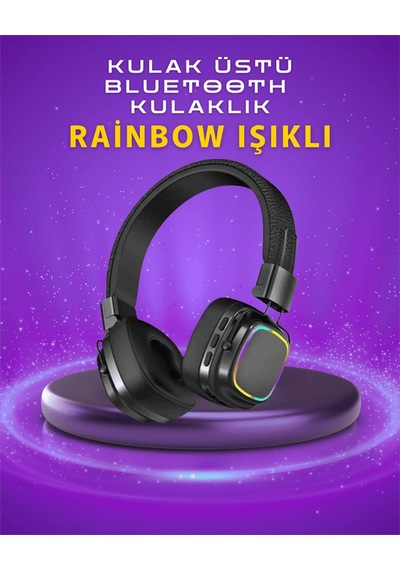 Bluetooth 5.3 Kulaklık, Renkli Işık Efektli Müzik Kulaklığı