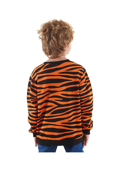 Denokids Kaplan Aplikeli Erkek Çocuk Sweatshirt Turuncu