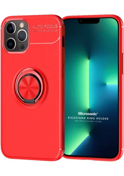 Microsonic Apple Uyumlu iPhone 13 Pro Kılıf Kickstand Ring Holder