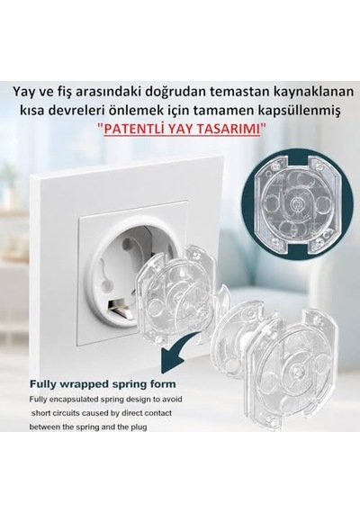 Şeffaf Otomatik Kapanan Priz Koruyucu 4 Adet Çocuk Ve Bebek Güvenlik Kapağı 3m Yapışkanlı Priz Koruma Kil