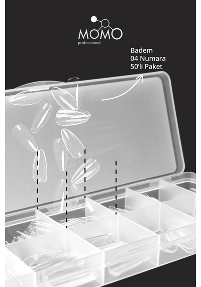 Momo Professional Soft Gel Tips Badem No:04 Tek Boy 50 Li Yedek Paket