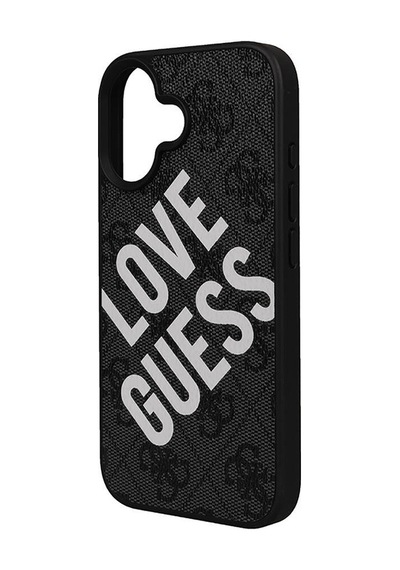 Apple iPhone 16 Uyumlu Kılıf Guess Lisanslı 4g Desenli Big Love Kapak Siyah