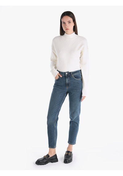 Colins 896 Maria Mom Fit Yüksek Bel Daralan Paça Mavi Kadın Pantolon Cl1066401 Mavi