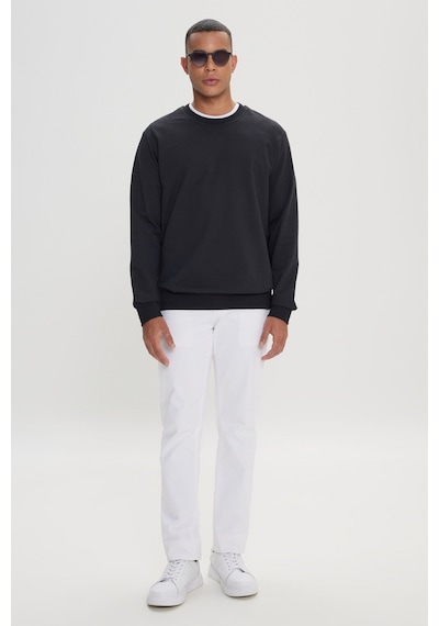AC&Co / Altınyıldız Classics Standart Fit Normal Kesim Pamuk Bisiklet Yaka Erkek Sweatshirt Siyah AC&Co / Altınyıldız Classics Standart Fit Normal Kesim Pamuk Bisiklet Yaka Erkek Sweatshirt Siyah