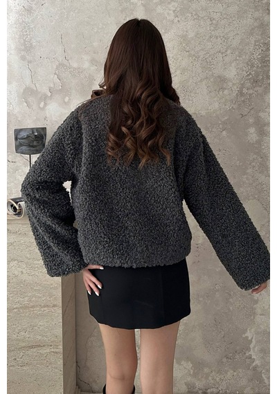 Alemdarshop Füme Peluş Kısa Ceket