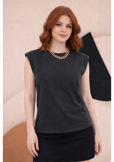 Bbbutikbasic T Kol Penye Bluz Hkn34 Antrasit