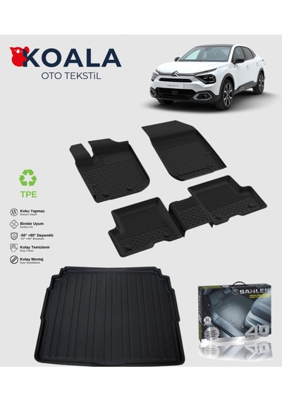 Citroen C4 X İnce Stepneli 2022 Sonrası Sahler Paspas + Bagaj Havuz Seti Uyumlu