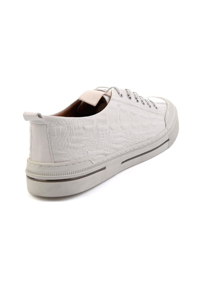 Beyaz Hakiki Deri Erkek Sneaker E01900251044 Beyaz