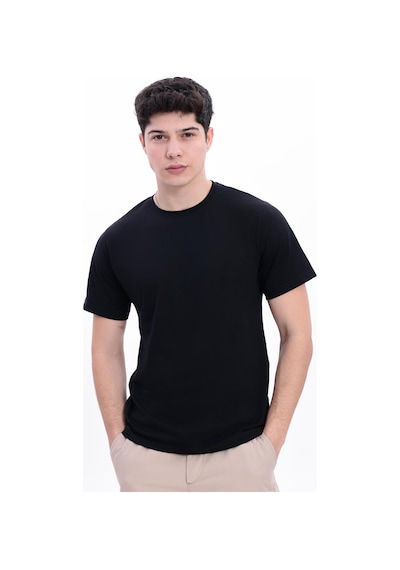 Freemen Erkek/unisex Bisiklet Yaka Basic  Tişört %100 Pamuk Siyah