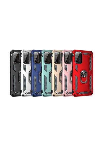 Xiaomi Poco M3 Kılıf Kamera Koruyucu Manyetik Standlı Tank Koruma Pazarplus Siyah